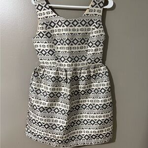 Freeway Black and Cream Geometric Dress